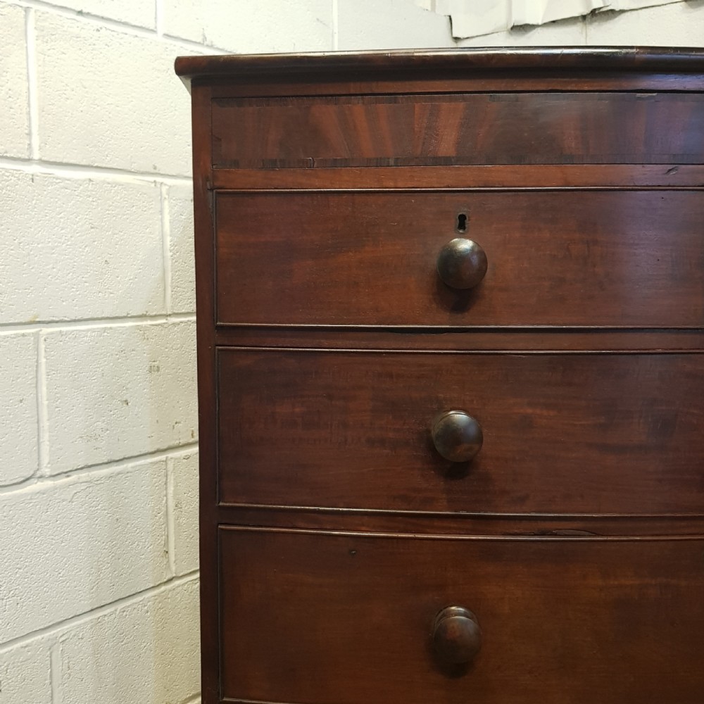 ANTIQUE VICTORIAN BOW FRONT MAHOGANY CHEST OF DRAWERS C 1860 View IV