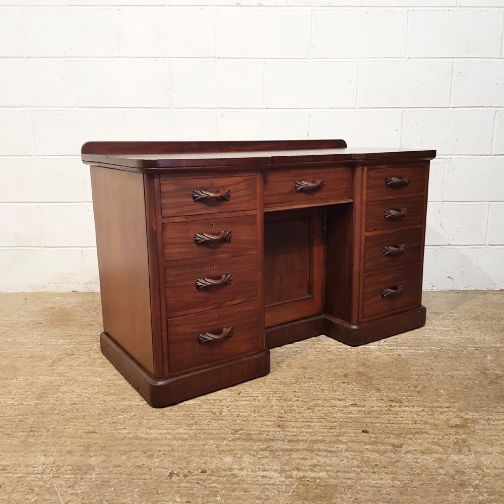 ANTIQUE VICTORIAN MAHOGANY KNEEHOLE PEDESTAL DESK C1880 View V