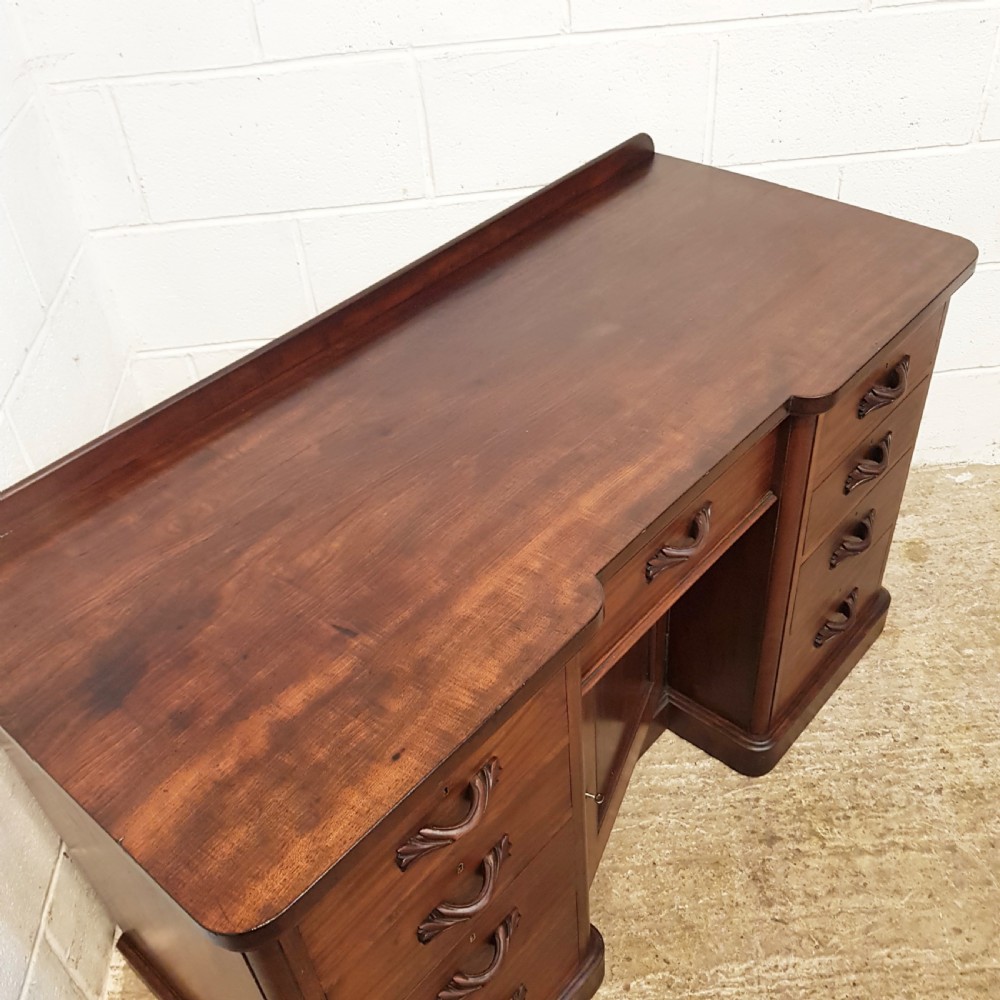 ANTIQUE VICTORIAN MAHOGANY KNEEHOLE PEDESTAL DESK C1880 View VII