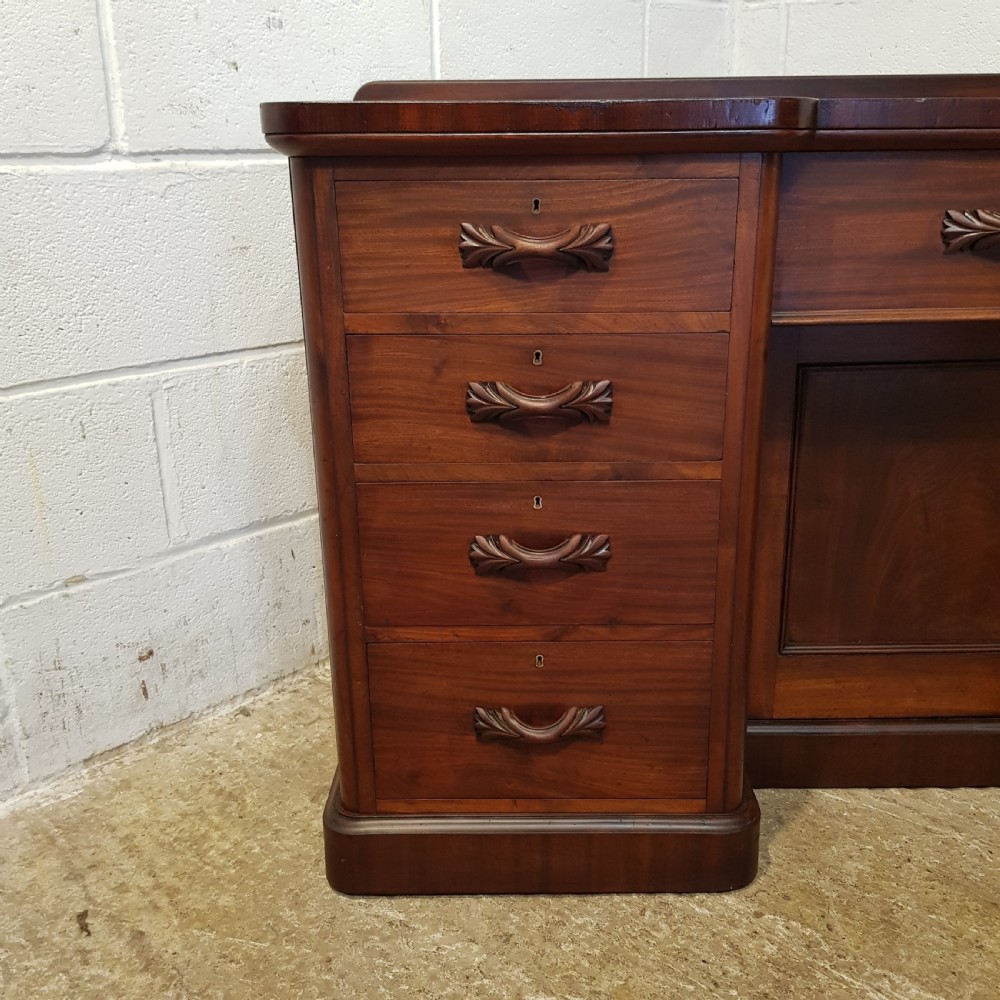 ANTIQUE VICTORIAN MAHOGANY KNEEHOLE PEDESTAL DESK C1880 View VIII