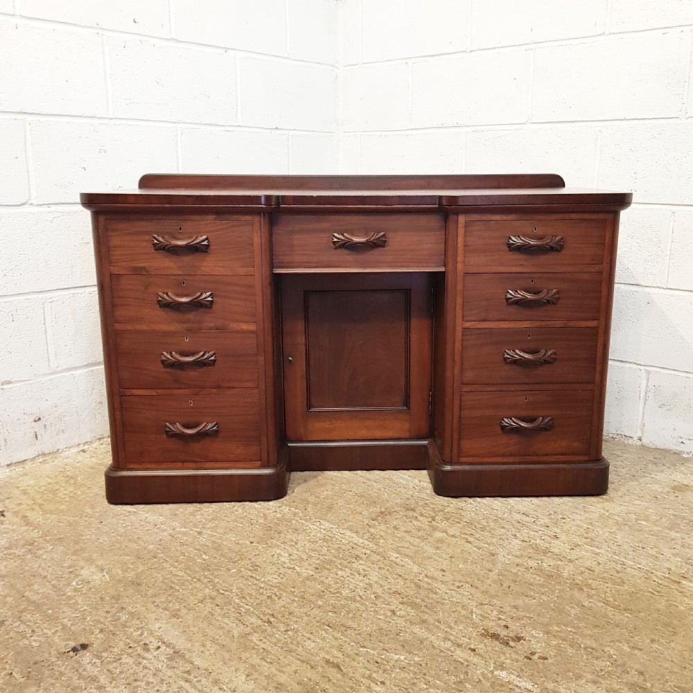 ANTIQUE VICTORIAN MAHOGANY KNEEHOLE PEDESTAL DESK C1880 View IX
