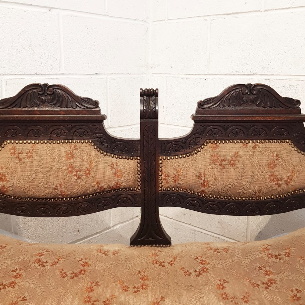 ANTIQUE EDWARDIAN SAVONAROLA X FRAME TWO CHAIR SOFA C1900 View VI
