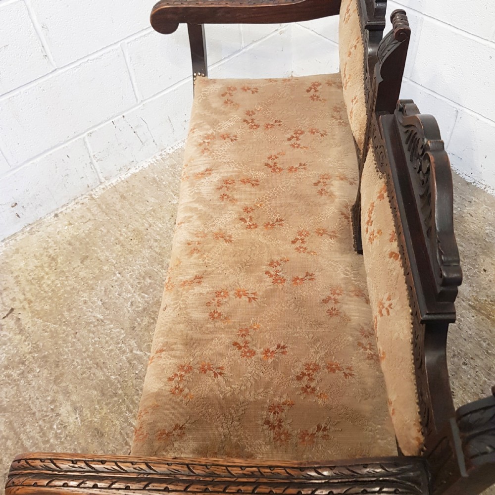 ANTIQUE EDWARDIAN SAVONAROLA X FRAME TWO CHAIR SOFA C1900 View IX