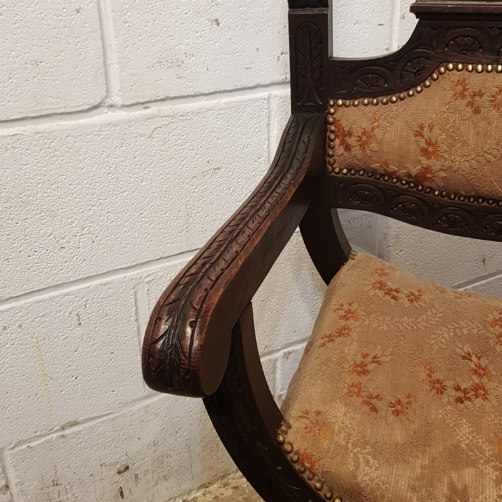 ANTIQUE EDWARDIAN SAVONAROLA X FRAME TWO CHAIR SOFA C1900 View X