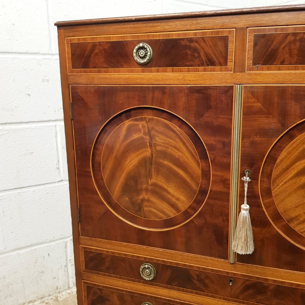 ANTIQUE REGENCY INLAID MAHOGANY MARBLE TOP WASHSTAND with hidden mirror c1820 View V