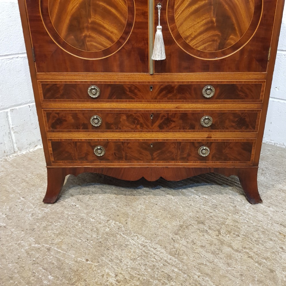 ANTIQUE REGENCY INLAID MAHOGANY MARBLE TOP WASHSTAND with hidden mirror c1820 View VII
