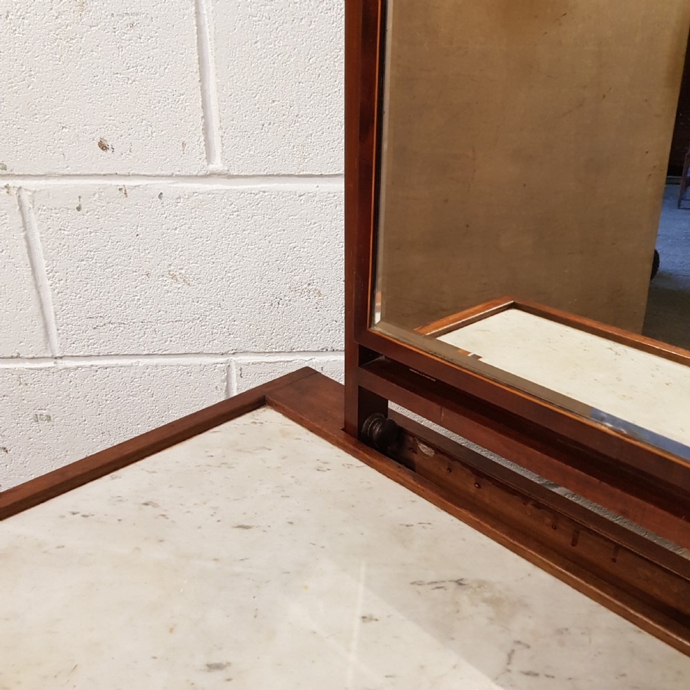 ANTIQUE REGENCY INLAID MAHOGANY MARBLE TOP WASHSTAND with hidden mirror c1820 View VIII