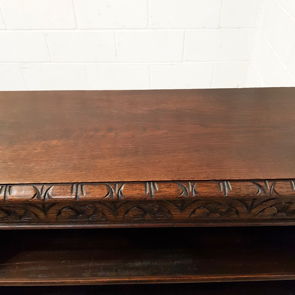 ANTIQUE VICTORIAN CARVED OAK OPEN BOOKCASE C1880 View III