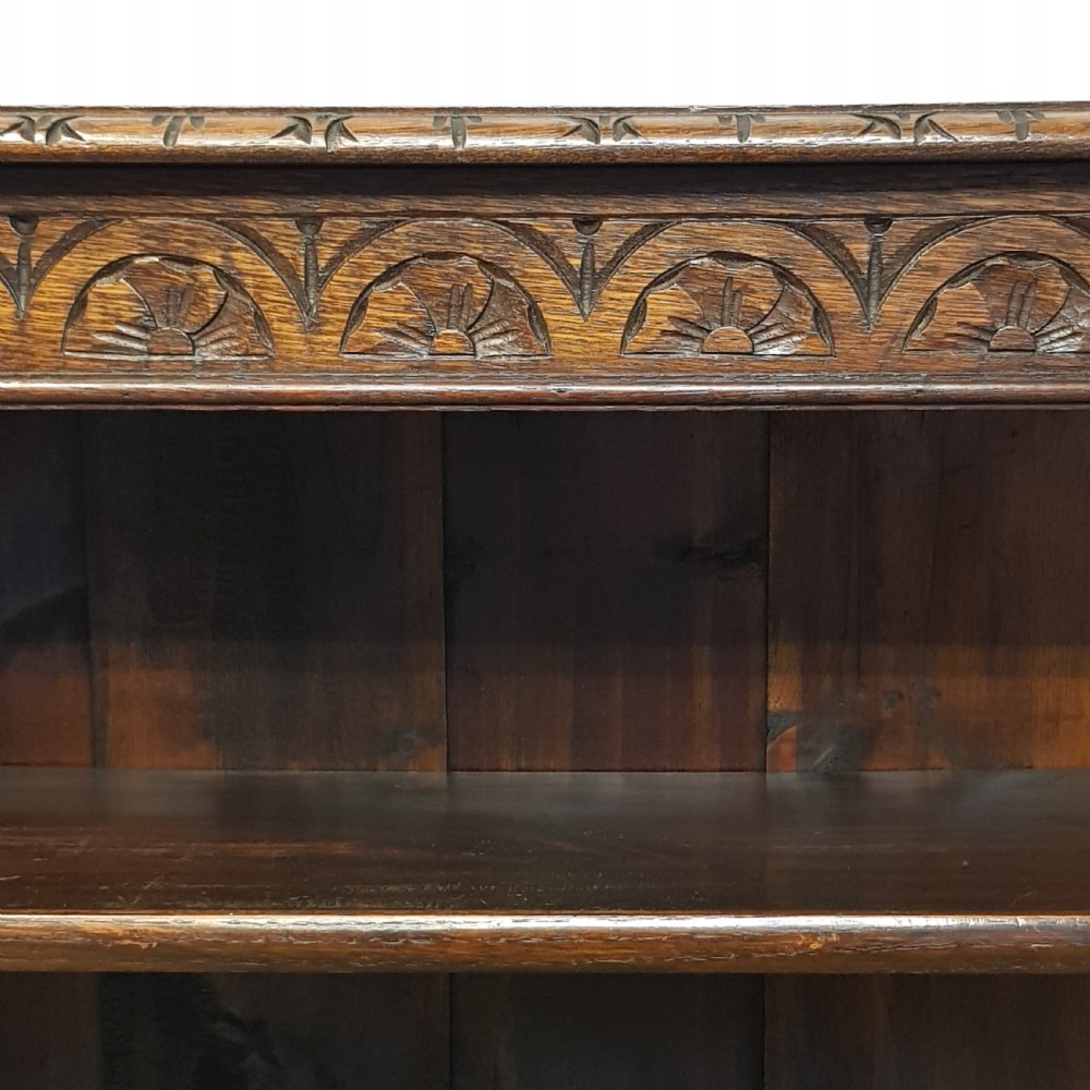 ANTIQUE VICTORIAN CARVED OAK OPEN BOOKCASE C1880 View IX