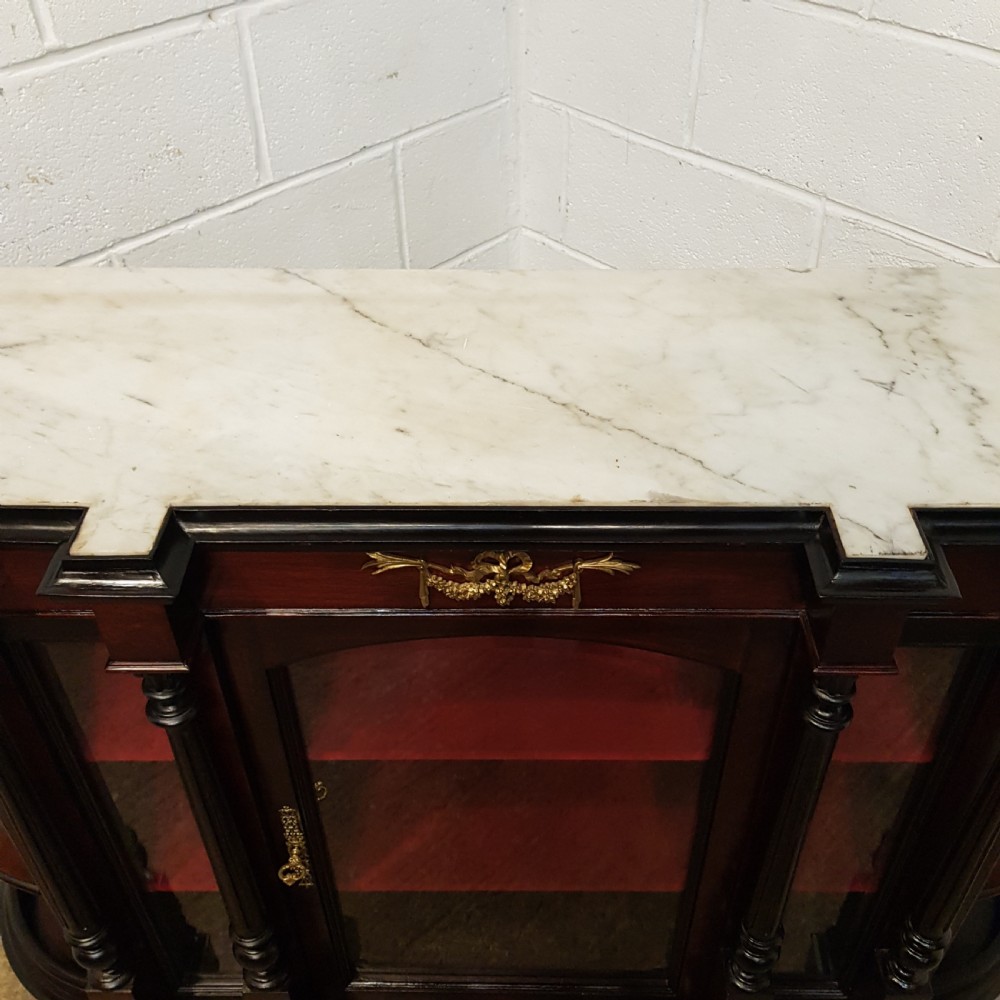 ANTIQUE EARLY VICTORIAN CUBAN MAHOGANY MARBLE TOPPED CREDENZA SIDEBOARD C1840 View IV