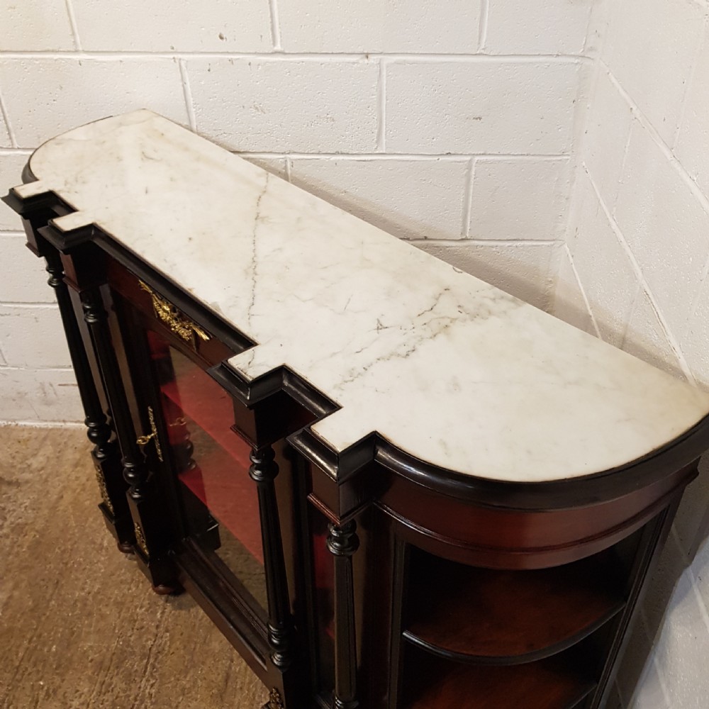 ANTIQUE EARLY VICTORIAN CUBAN MAHOGANY MARBLE TOPPED CREDENZA SIDEBOARD C1840 View V