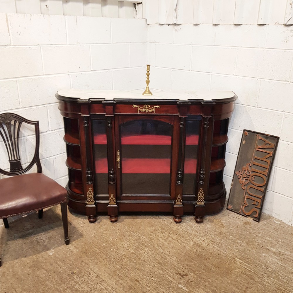 ANTIQUE EARLY VICTORIAN CUBAN MAHOGANY MARBLE TOPPED CREDENZA SIDEBOARD C1840 View XI