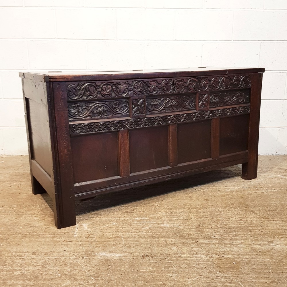 ANTIQUE LARGE EARLY 18TH CENTURY WESTMORLAND JOINED OAK COFFER C1700 View VII