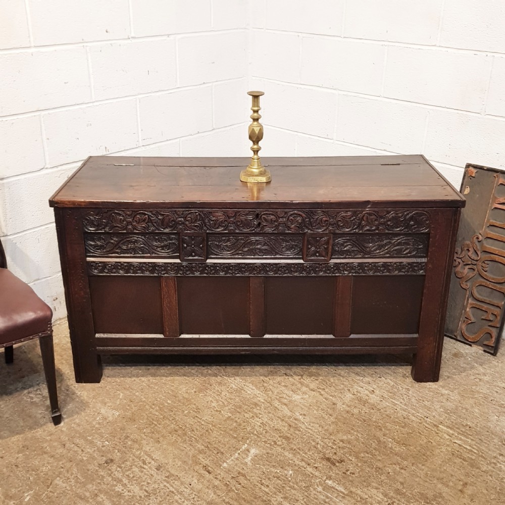 ANTIQUE LARGE EARLY 18TH CENTURY WESTMORLAND JOINED OAK COFFER C1700 View IX