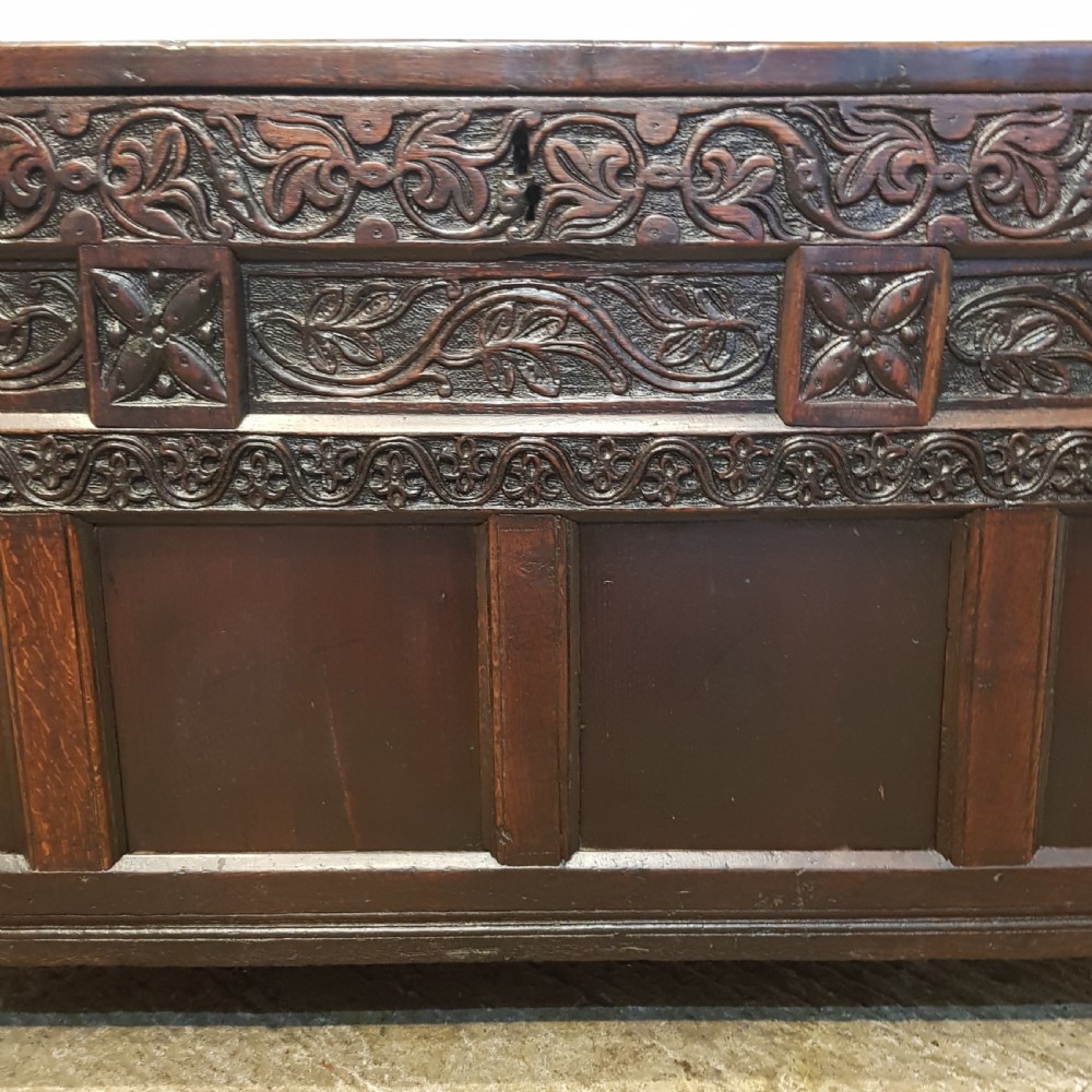 ANTIQUE LARGE EARLY 18TH CENTURY WESTMORLAND JOINED OAK COFFER C1700 View XI