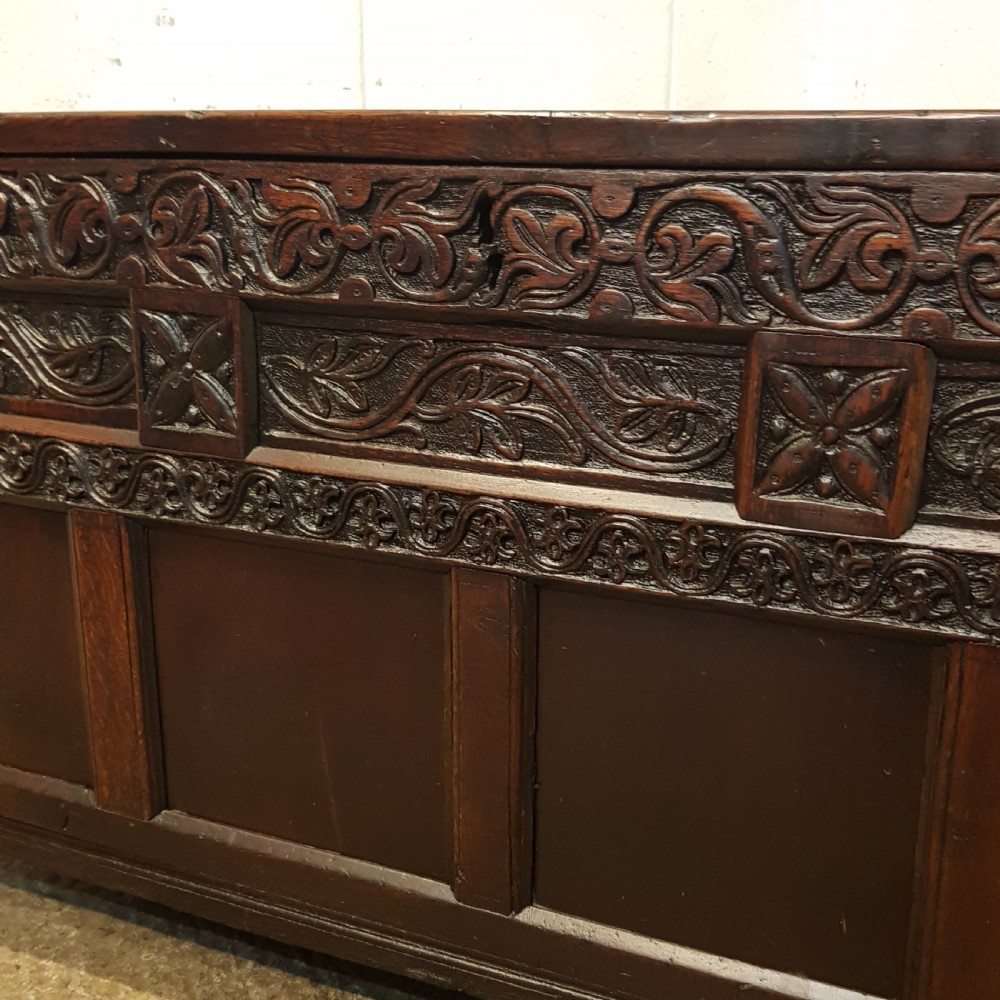 ANTIQUE LARGE EARLY 18TH CENTURY WESTMORLAND JOINED OAK COFFER C1700 View XIII