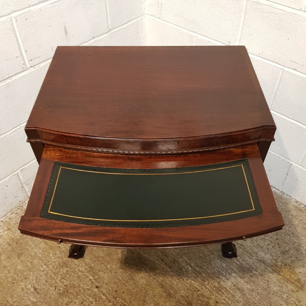 ANTIQUE MAHOGANY BOW FRONT CHEET OF DRAWERS WITH WRITING SLIDE C1920 View VII