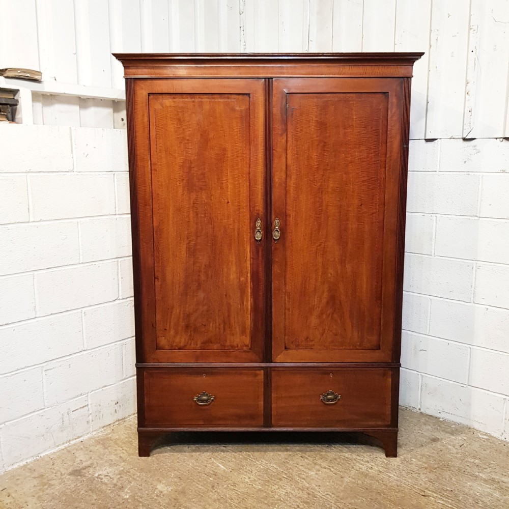 ANTIQUE EDWARDIAN  REGENCY MAHOGANY DOUBLE WARDROBE C1900 View II