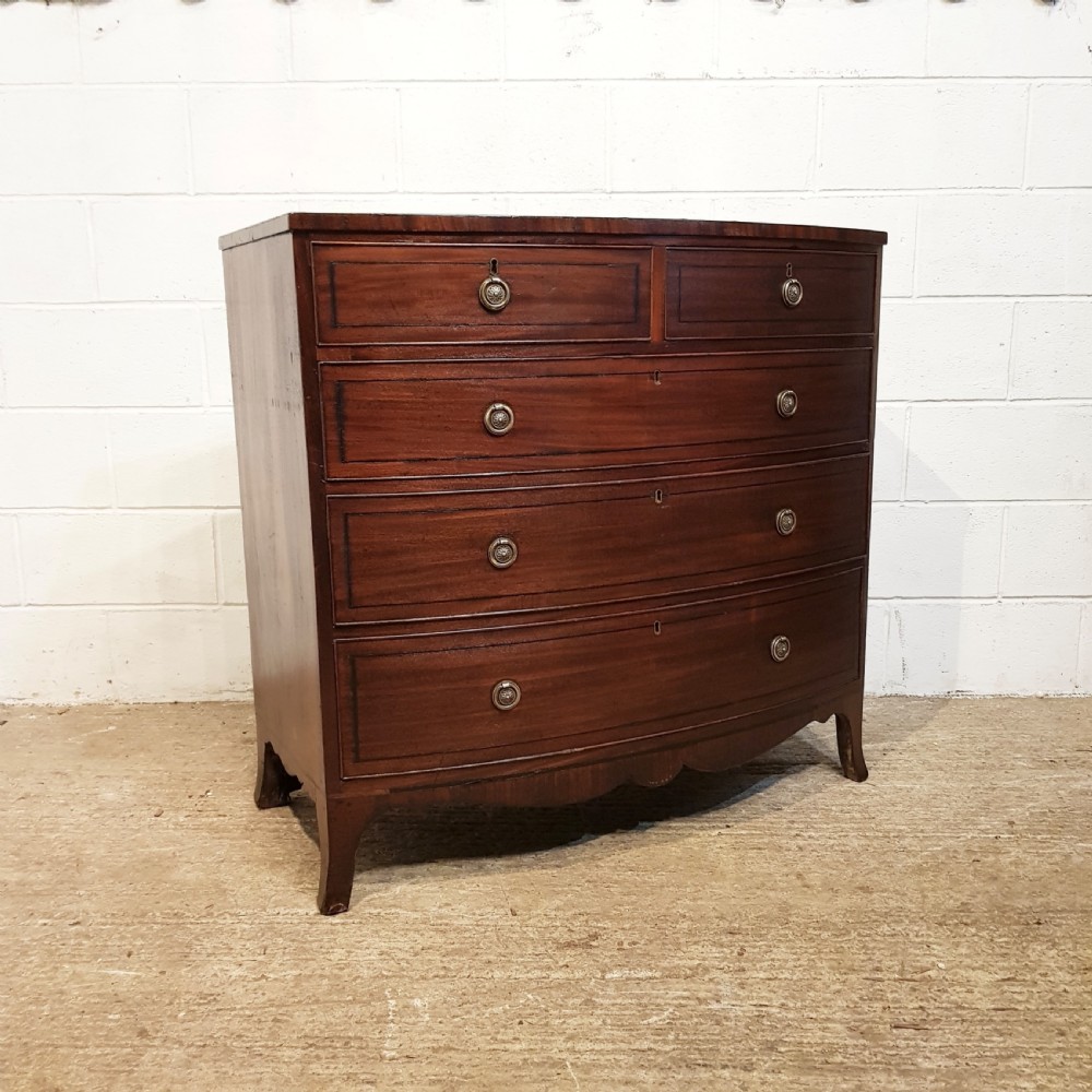 ANTIQUE 18TH CENTURY MAHOGANY BOW FRONT CHEST OF DRAWERS C1780 View III