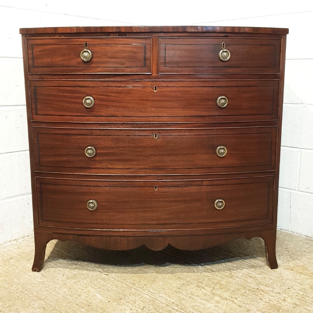 ANTIQUE 18TH CENTURY MAHOGANY BOW FRONT CHEST OF DRAWERS C1780 View IV