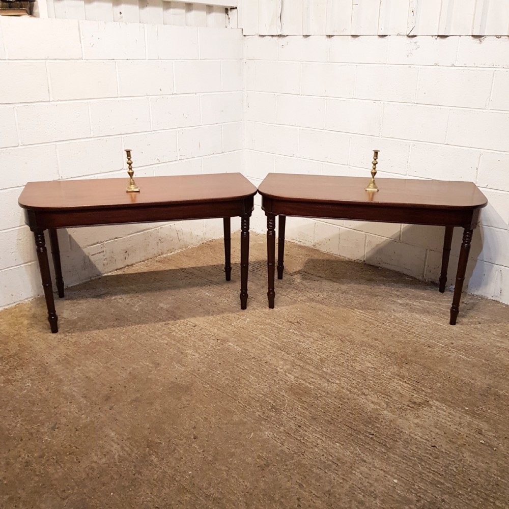ANTIQUE PAIR 18TH CENTURY MAHOGANY D END SIDE TABLES C1780
