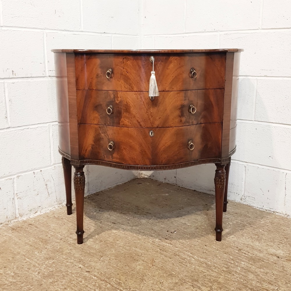 ANTIQUE MAHOGANY BOMBE CHEST OF DRAWERS C1920 View IX