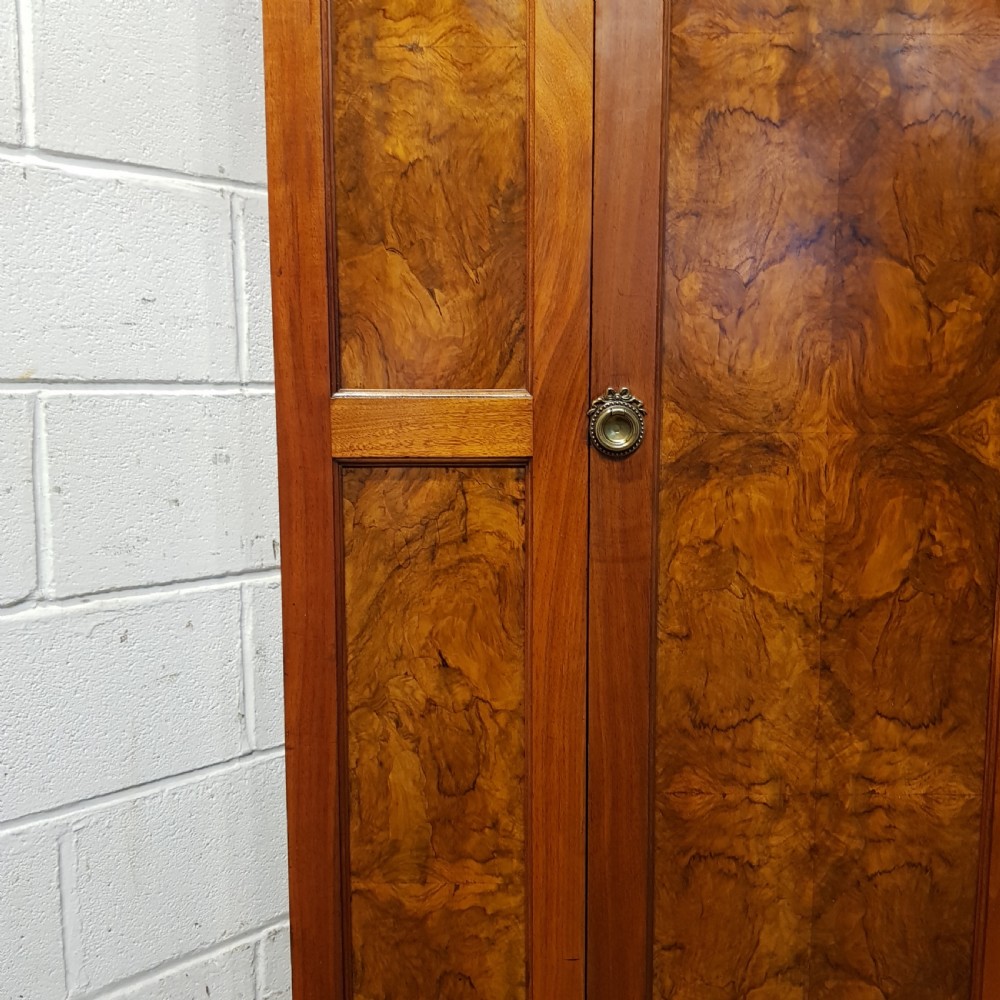 ANTIQUE LATE VICTORIAN BURR WALNUT SINGLE WARDROBE C1890 View V