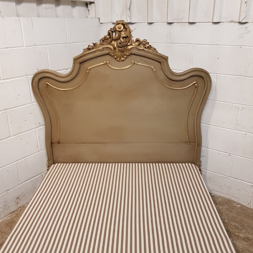 ANTIQUE  19TH CENTURY FRENCH PAINTED WALNUY DOUBLE BED & BASE C1880 View IX