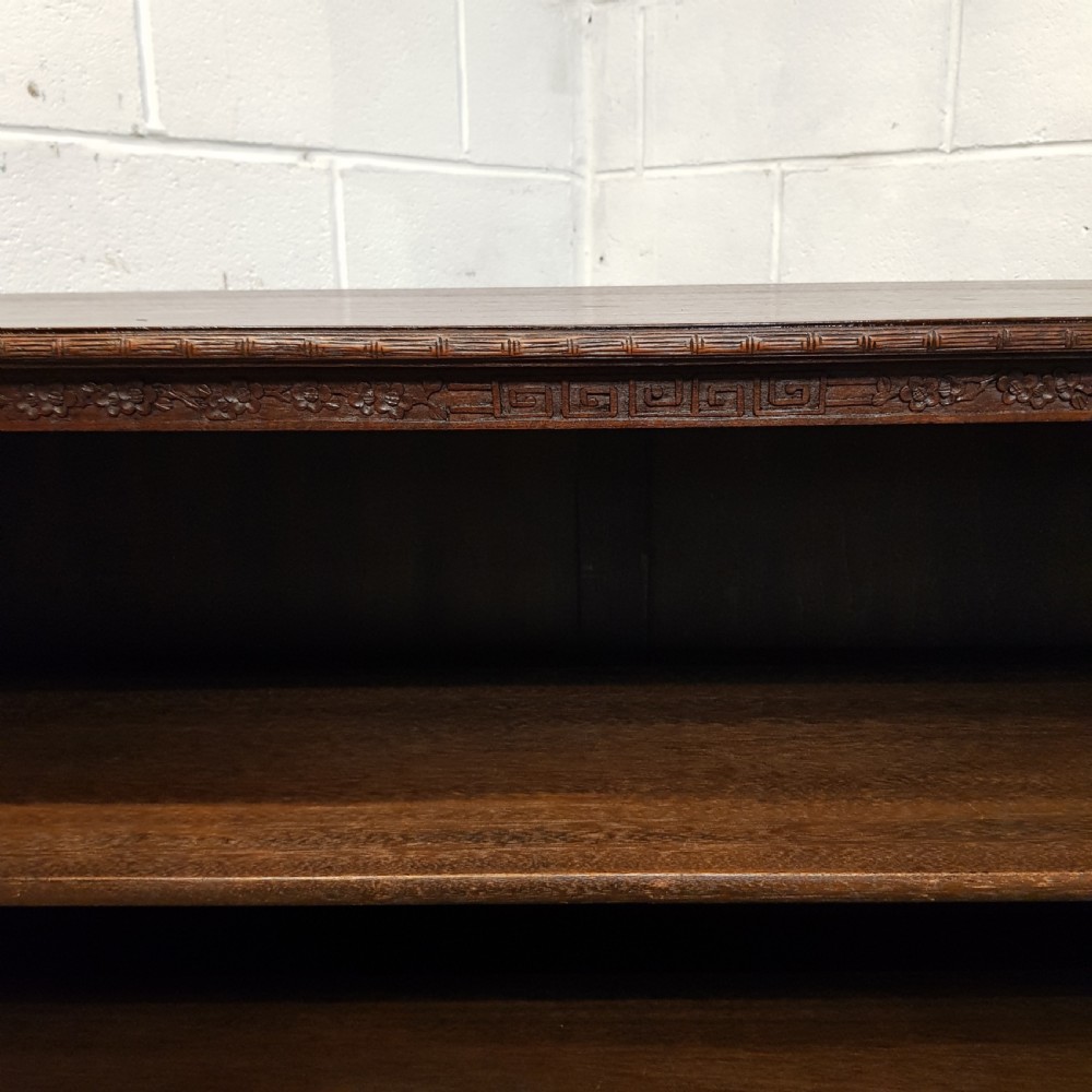 ANTIQUE ORIENTAL CARVED MAHOGANY OPEN BOOKCASE C1900 View VII