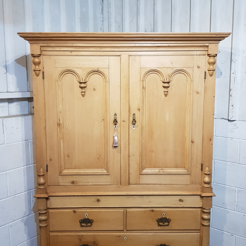 ANTIQUE VICTORIAN PINE CLOTHES PRESS C1880 View X