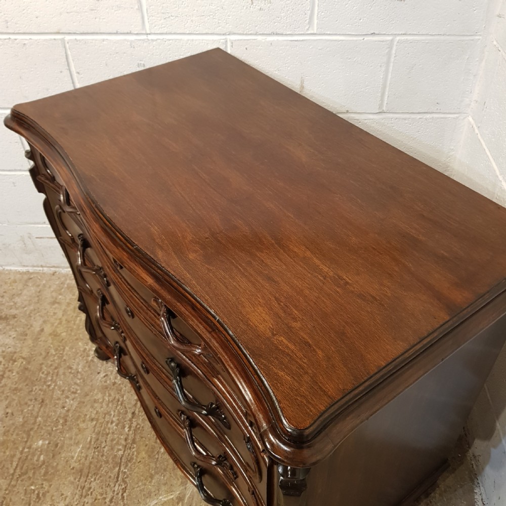 ANTIQUE FRENCH WALNUT SERPENTINE CHEST OF DRAWERS C1900 View III