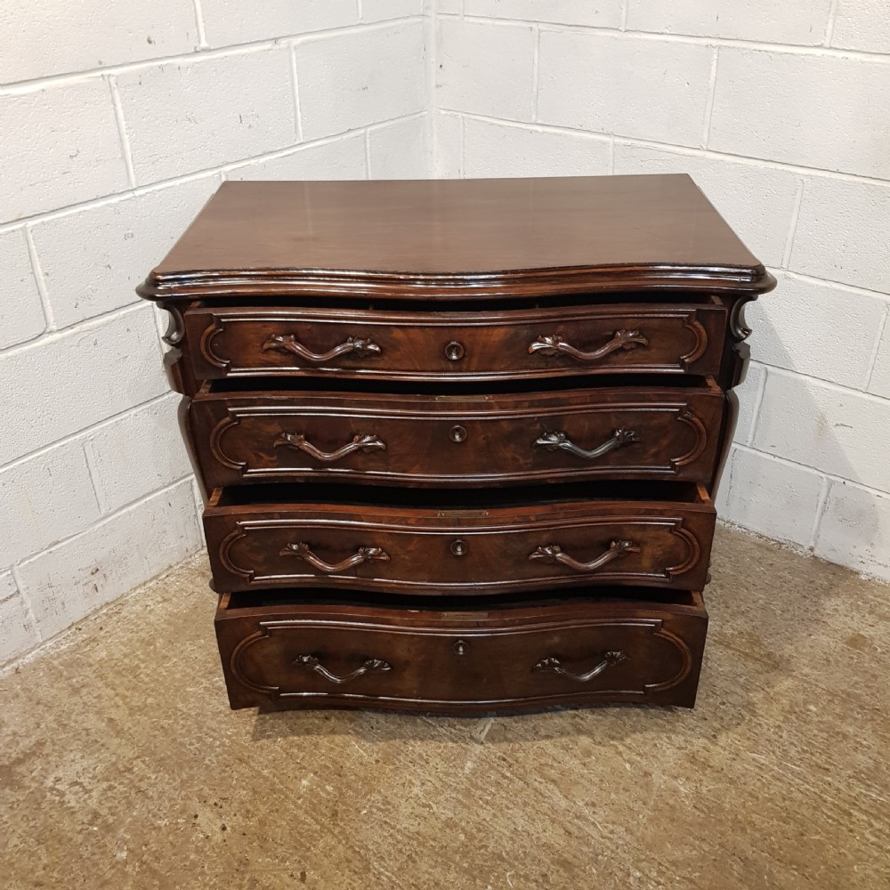 ANTIQUE FRENCH WALNUT SERPENTINE CHEST OF DRAWERS C1900 View V