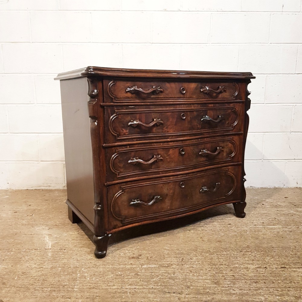ANTIQUE FRENCH WALNUT SERPENTINE CHEST OF DRAWERS C1900 View VI