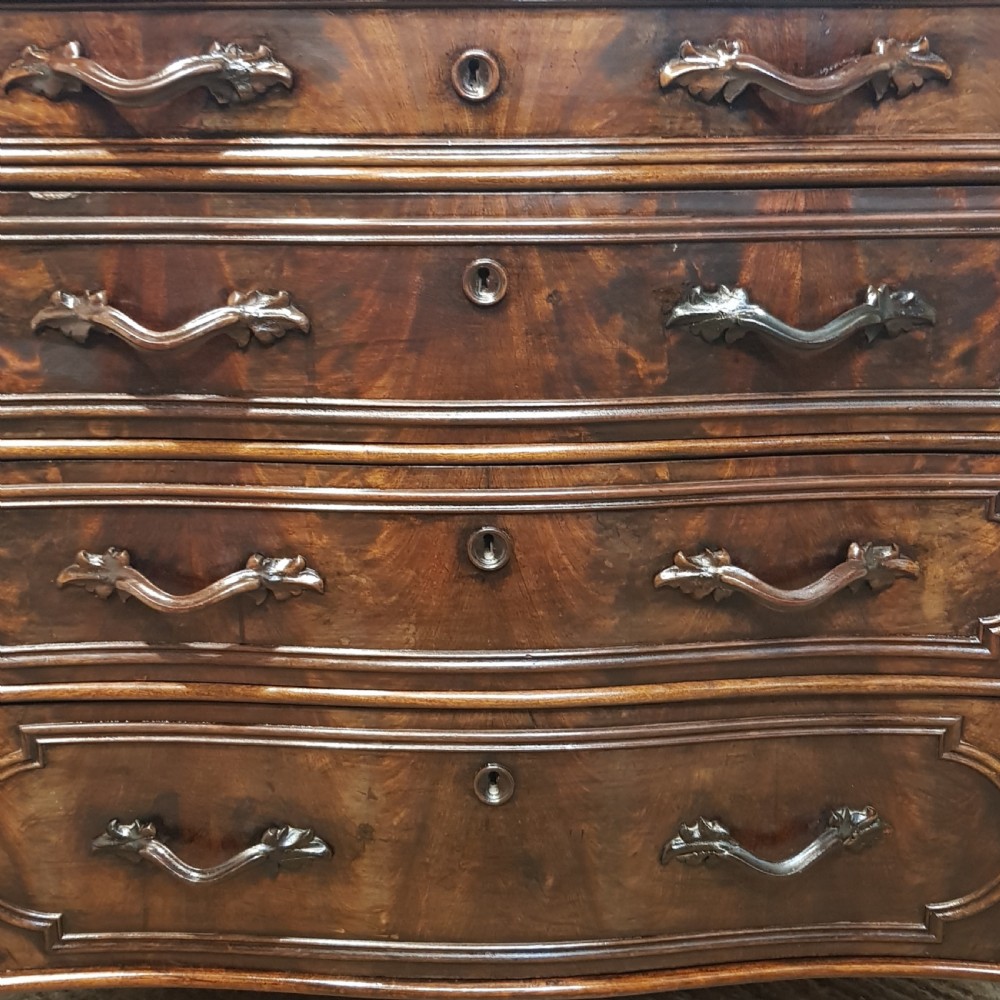 ANTIQUE FRENCH WALNUT SERPENTINE CHEST OF DRAWERS C1900 View VII
