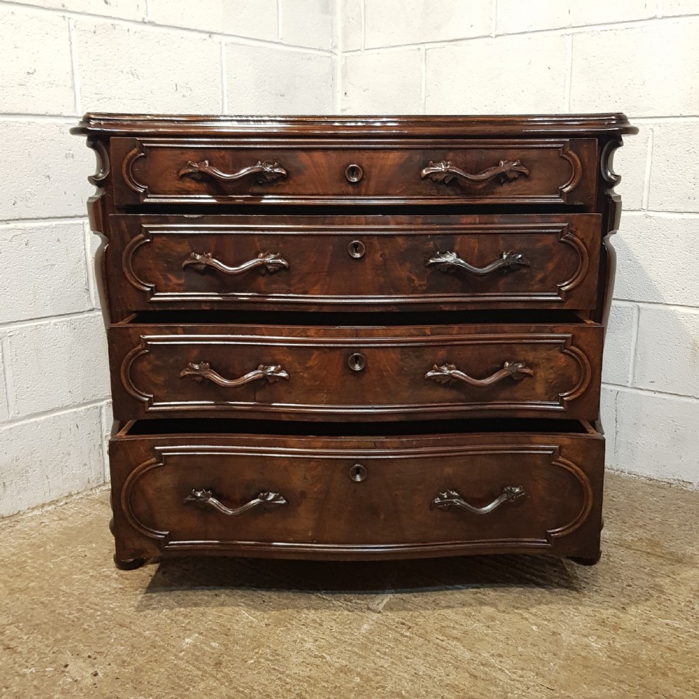 ANTIQUE FRENCH WALNUT SERPENTINE CHEST OF DRAWERS C1900 View VIII