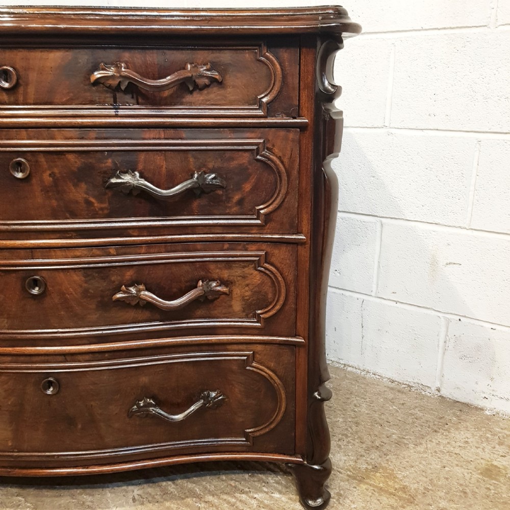 ANTIQUE FRENCH WALNUT SERPENTINE CHEST OF DRAWERS C1900 View X