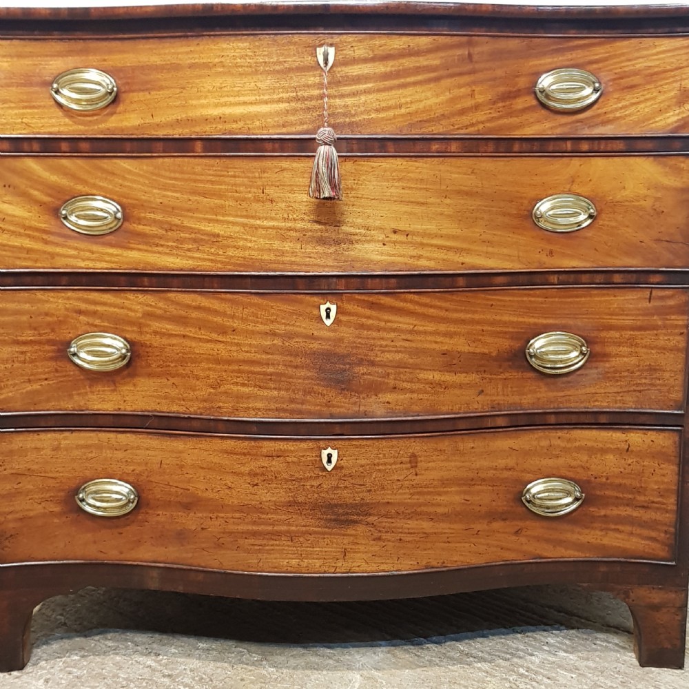 ANTIQUE 18TH CENTURY MAHOGANY SERPENTINE SHAPED CHEST OF DRAWERS C1780 View VIII