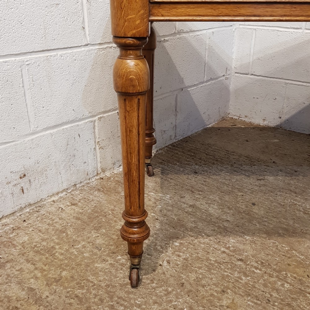 ANTIQUE VICTORIAN OAK LEATHER TOP DEK. C1880 View VIII