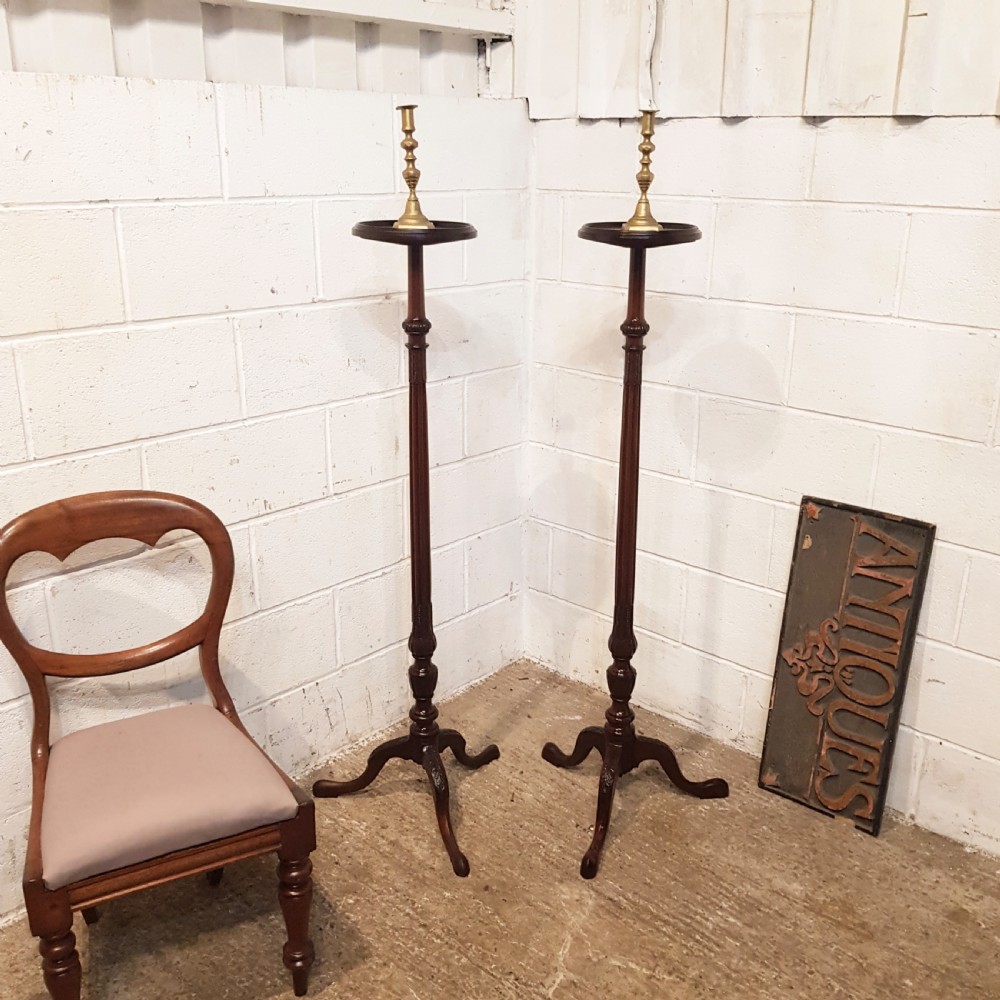 ANTIQUE PAIR EDWARDIAN MAHOGANY TORCHERES  c1900 View VII