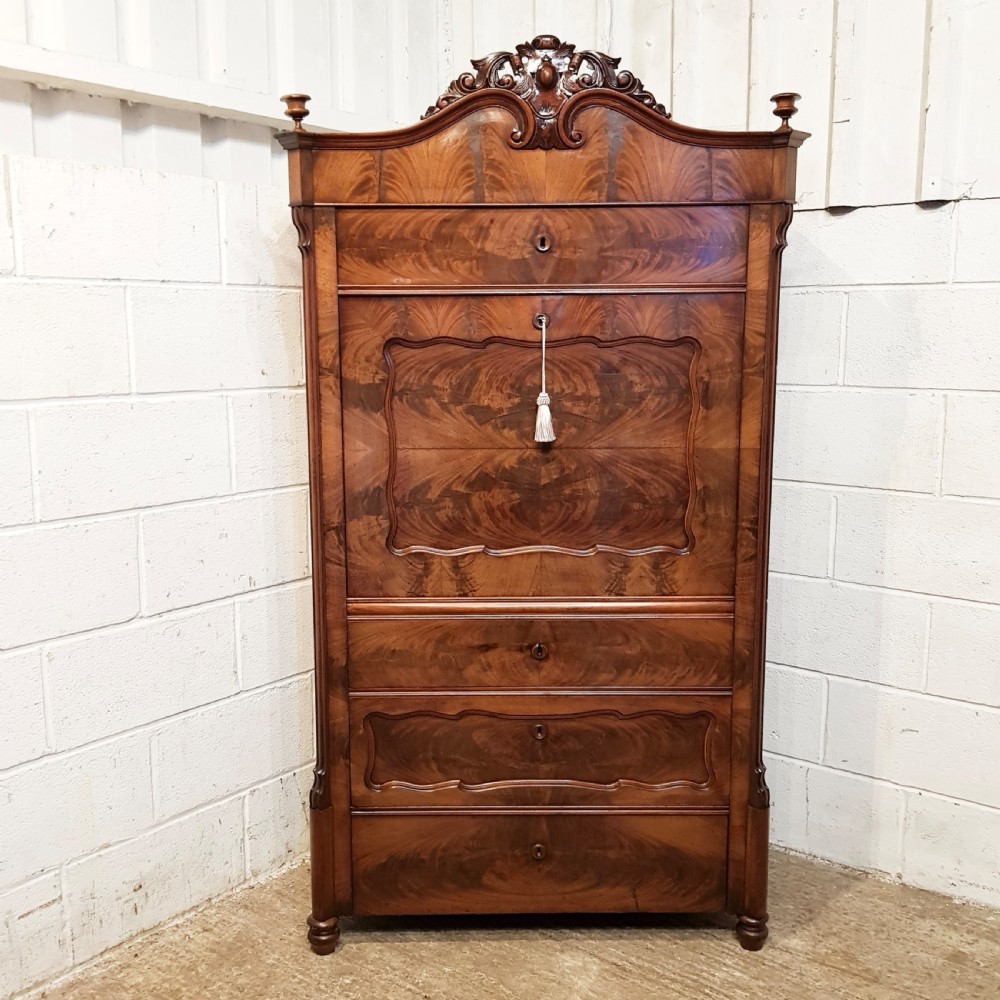ANTIQUE VICTORIAN MAHOGANY BATANT ESCRITOIRE DEESK C1880