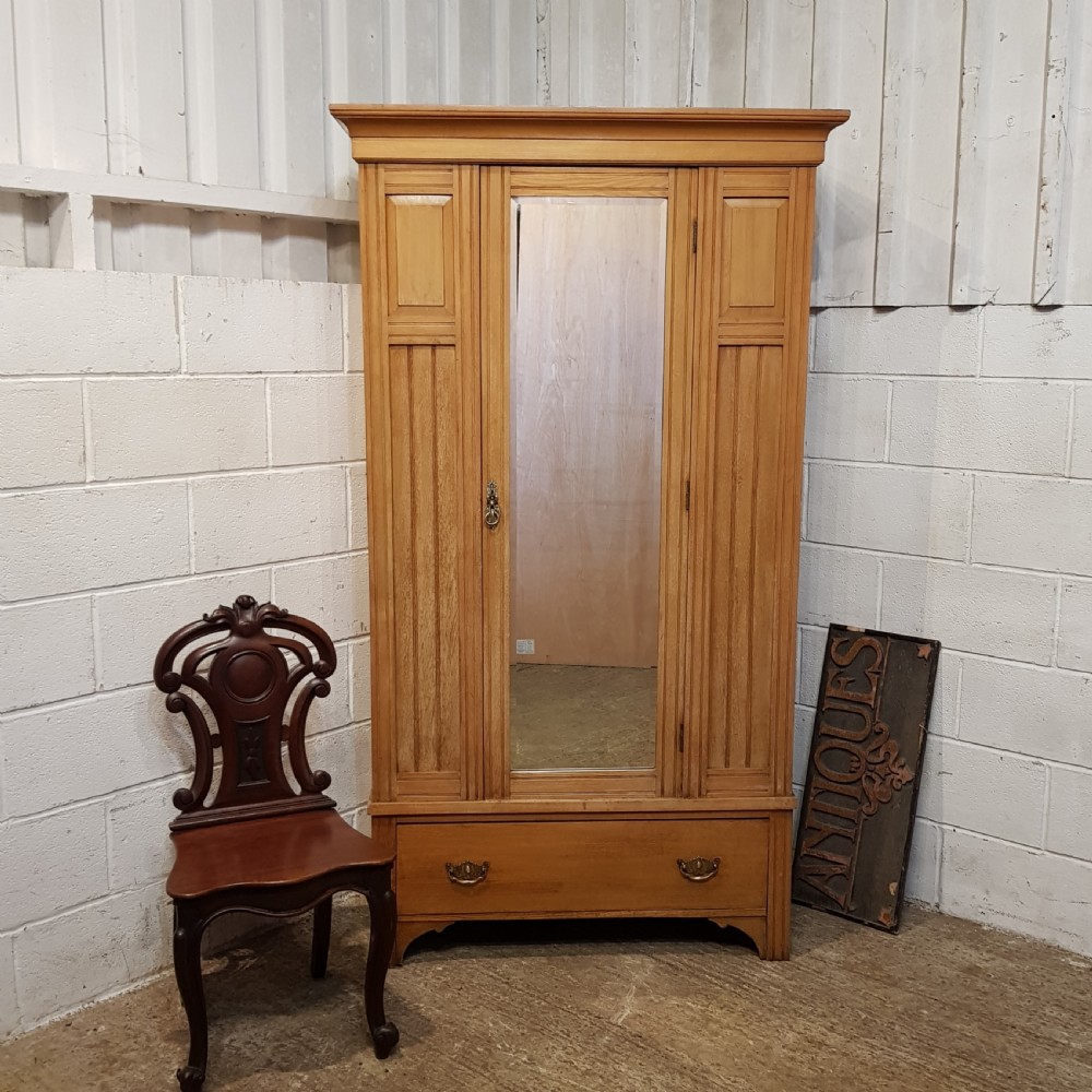 ANTIQUE VICTORIAN ASH SINGLE WARDROBE C1890