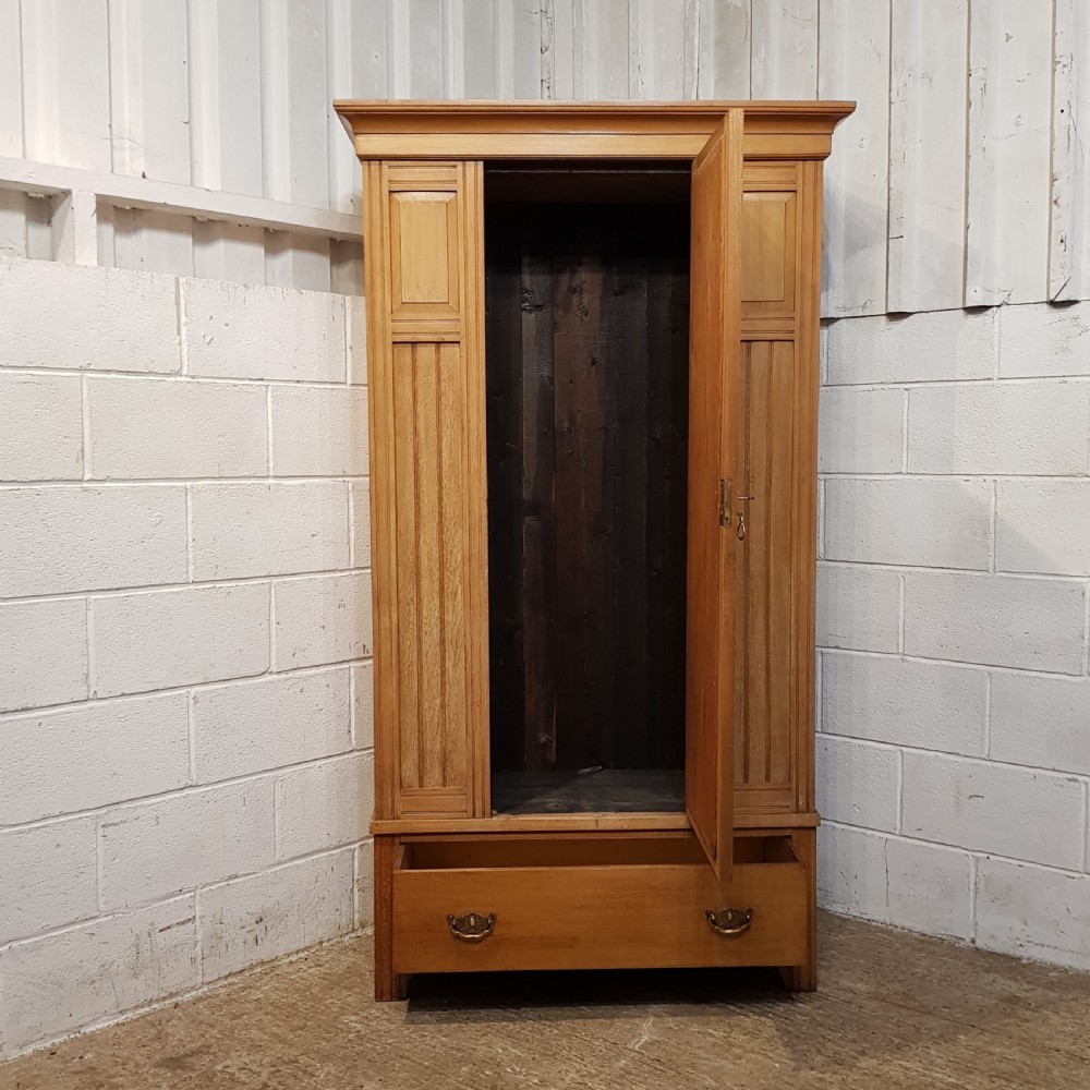 ANTIQUE VICTORIAN ASH SINGLE WARDROBE C1890 View IV