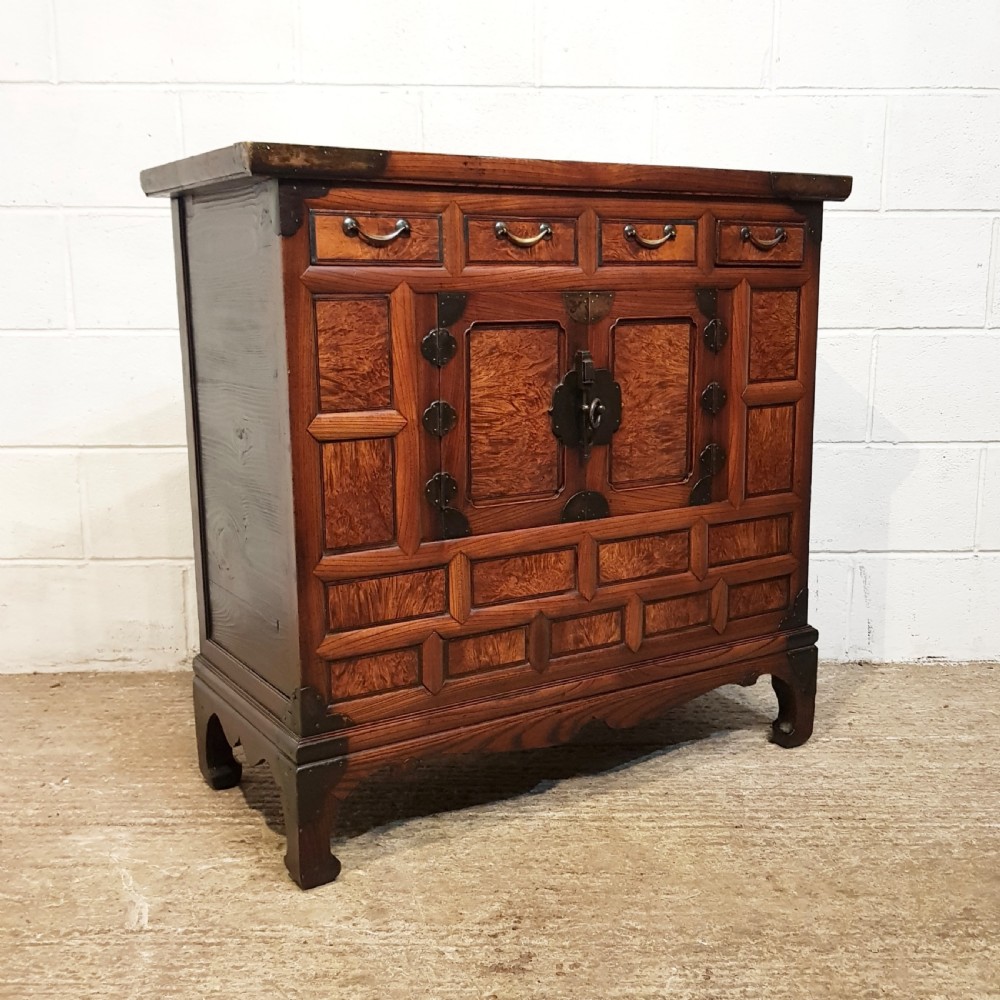 ANTIQUE CHINESE ELM & BURR ELM SIDE CABINET C1910 View VII