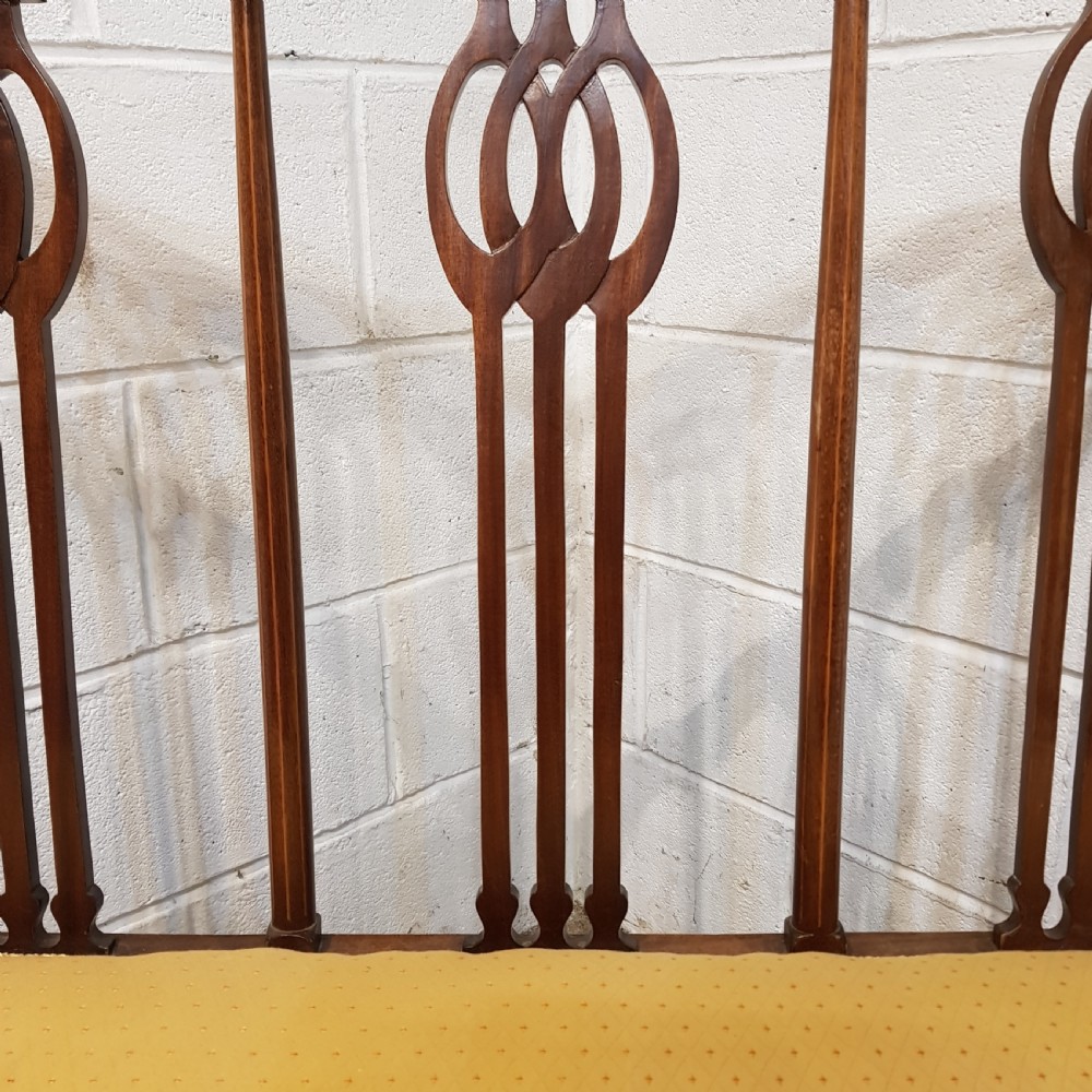 ANTIQUE ART NOUVEAU  INLAID MAHOGANY TWO CHAIR SOFA C1890 View III