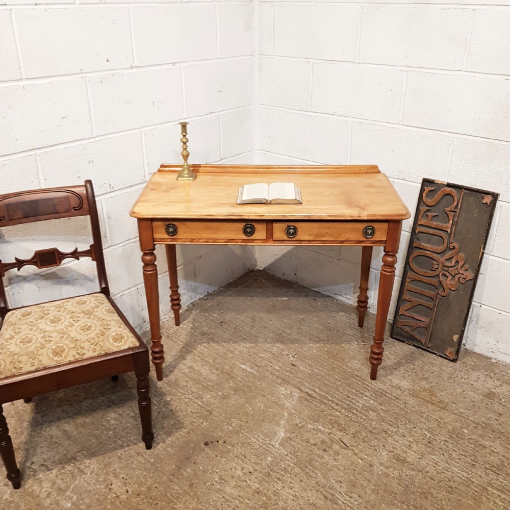 ANTIQUE VICTORIAN SATINWOOD WRITING TABLE C1880 View IX