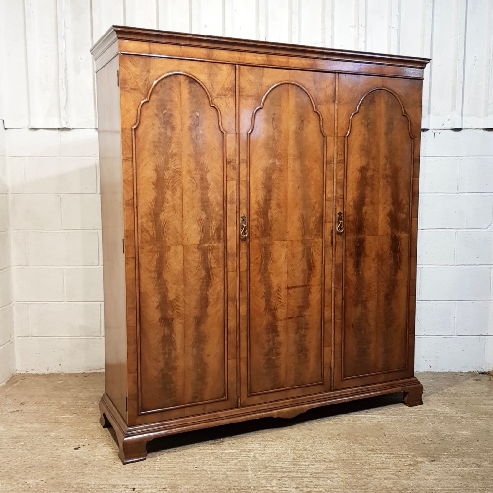 ANTIQUE BURR WALNUT TRIPLE WARDROBE C1920 View II