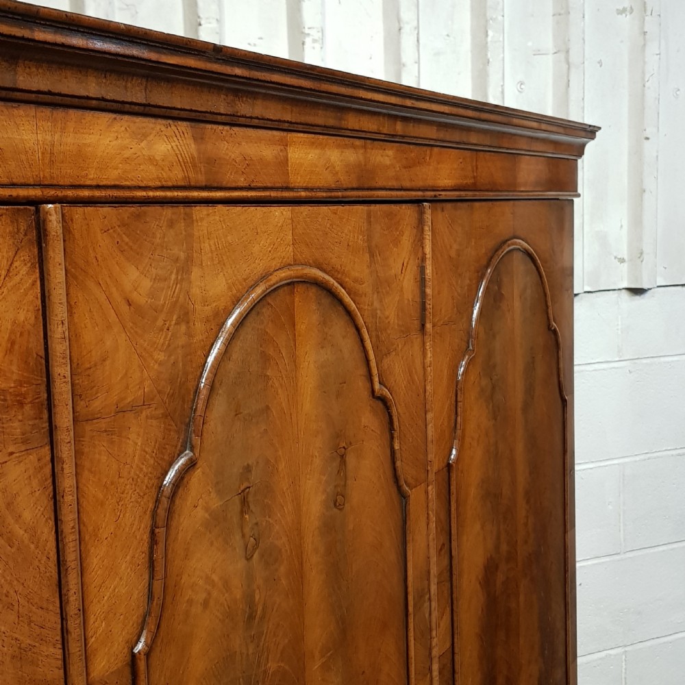 ANTIQUE BURR WALNUT TRIPLE WARDROBE C1920 View IV