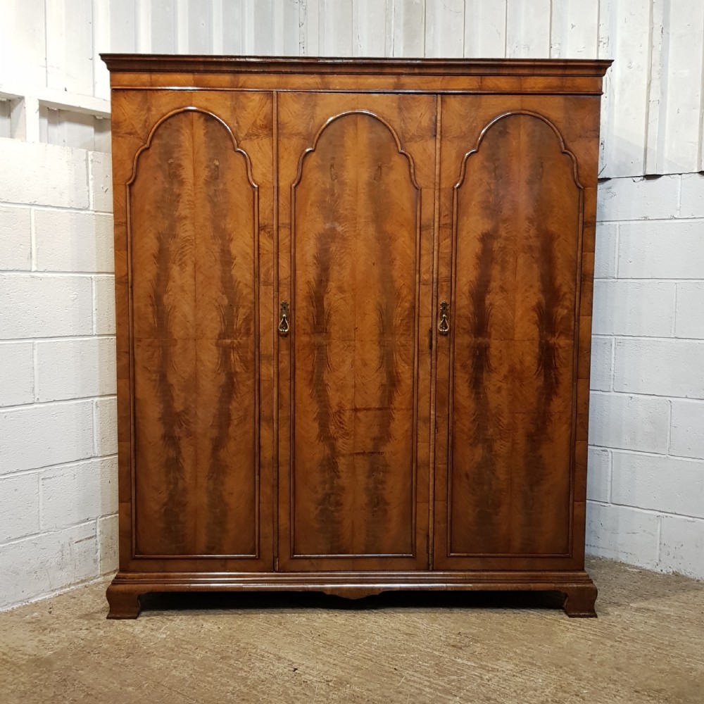 ANTIQUE BURR WALNUT TRIPLE WARDROBE C1920 View V