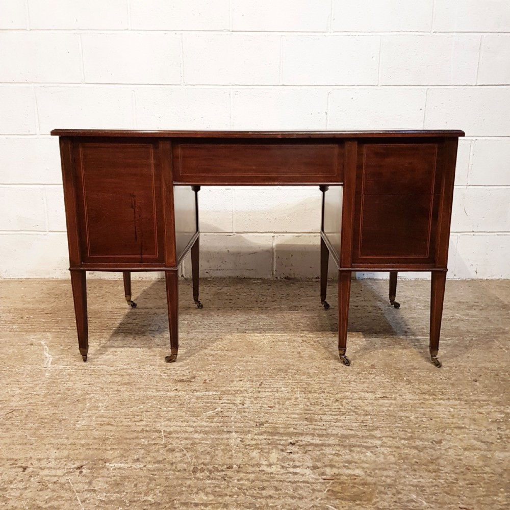 ANTIQUE EDWARDIAN REGENCY MAHOGANY SERPENTINE FRONT WRITING DESK C1900  View II