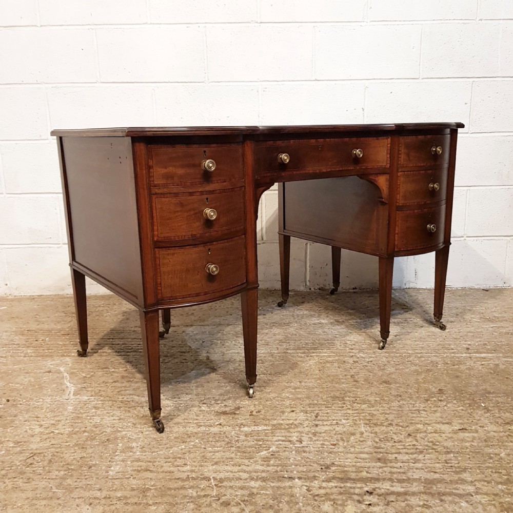 ANTIQUE EDWARDIAN REGENCY MAHOGANY SERPENTINE FRONT WRITING DESK C1900  View III